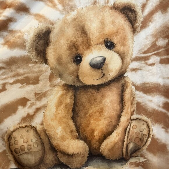 SHEIN Curve Tops - Shein Curve 3xl Teddy Bear Tie-Dye Sweatshirt Tan and White EUC Casual Graphic